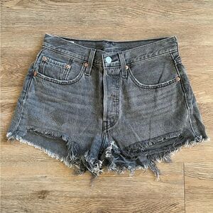 Washed black/grey Levi’s 501 shorts